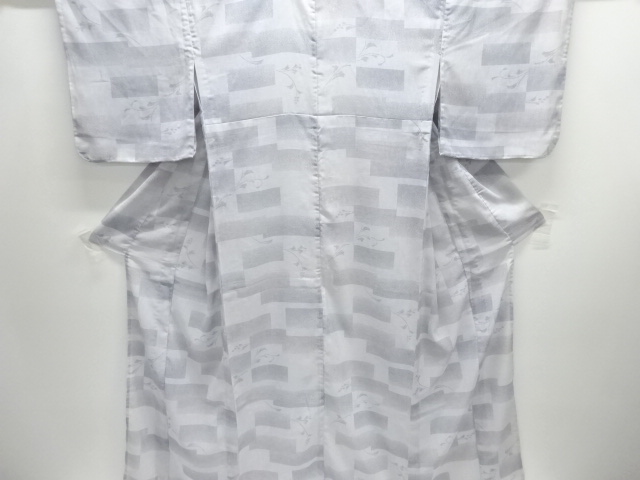 未使用品　すかし織横段に草花模様小紋着物